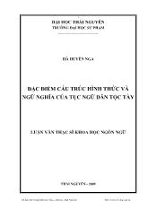 Đặc điểm cấu trúc hình thức và ngữ nghĩa của tục ngữ dân tộc Tày