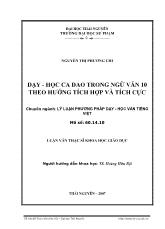 Dạy - Học ca dao trong ngữ văn 10 theo hướng tích hợp và tích cực