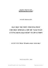 Dạy học tri thức phương pháp cho học sinh qua chủ đề 