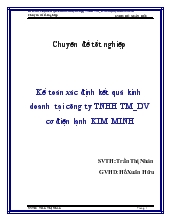 Kế toán xác định kết quả kinh doanh tại công ty TNHH thương mại dịch vụ cơ điện lạnh KIM MINH