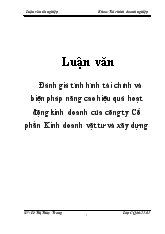 Luận văn Đánh giá tình hình tài chính và biện pháp nâng cao hiệu quả hoạt động kinh doanh của công ty Cổ phần Kinh doanh vật tư và xây dựng