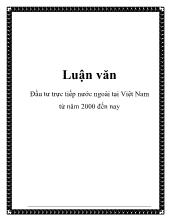 Luận văn Đầu tư trực tiếp nước ngoài tại Việt Nam từ năm 2000 đến nay