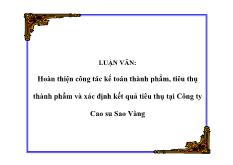 Luận văn Hoàn thiện công tác kế toán thành phẩm, tiêu thụ thành phẩm và xác định kết quả tiêu thụ tại Công ty Cao su Sao Vàng