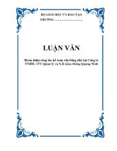 Luận văn Hoàn thiện công tác kế toán vốn bằng tiền tại Công ty TNHH một thành viên Quản lý và Xây dựng Giao thông Quảng Ninh