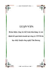Luận văn Hoàn thiện công tác kết toán bán hàng và xác định kết quả kinh doanh tại công ty CPTM tin học &kỹ thuật công nghệ Tân Dương