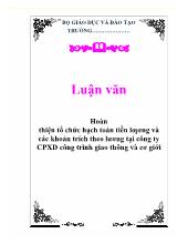 Luận văn Hoàn thiện tổ chức hạch toán tiền lương và các khoản trích theo lương tại công ty cổ phần xây dựng công trình giao thông và cơ giới