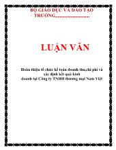 Luận văn Hoàn thiện tổ chức kế toán doanh thu,chi phí và xác định kết quả kinh doanh tại Công ty TNHH thương mại Nam Việt