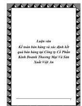 Luận văn Kế toán bán hàng và xác định kết quả bán hàng tại Công ty Cổ Phần Kinh Doanh Thương Mại Và Sản Xuất Việt An