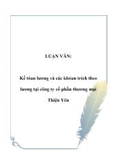 Luận văn Kế toán lương và các khỏan trích theo lương tại công ty cổ phần thương mại Thiệu Yên