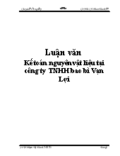 Luận văn Kế toán nguyên vật liệu tại công ty TNHH bao bì Vạn Lợi