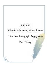 Luận văn Kế toán tiền lương vá các khoản trích theo lương tại công ty may Đức Giang