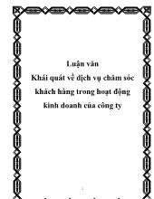 Luận văn Khái quát về dịch vụ chăm sóc khách hàng trong hoạt động kinh doanh của công ty