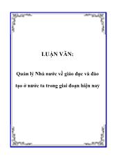 Luận văn Quản lý Nhà nước về giáo dục và đào tạo ở nước ta trong giai đoạn hiện nay