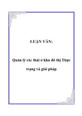 Luận văn Quản lý rác thải ở khu đô thị Thực trạng và giải pháp