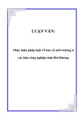 Luận văn Thực hiện pháp luật về bảo vệ môi trường ở các khu công nghiệp tỉnh Hải Dương