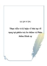 Luận văn Thực tiễn và lý luận về thủ tục tố tụng tại phiên toà Sơ thẩm và Phúc thẩm Hình sự