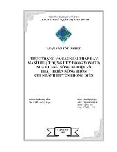 Luận văn Thực trạng và các giải pháp đẩy mạnh hoạt động huy động vốn của ngân hàng nông nghiệp và phát triển nông thôn chi nhánh huyện Phong Điền
