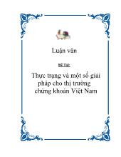 Luận văn Thực trạng và một số giải pháp cho thị trường chứng khoán Việt Nam