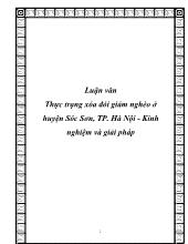 Luận văn Thực trạng xóa đói giảm nghèo ở huyện Sóc Sơn, Thành phố Hà Nội - Kinh nghiệm và giải pháp