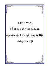 Luận văn Tổ chức công tác kế toán nguyên vật kiệu tại công ty Dệt - May Hà Nội