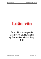 Luận văn Tổ chức công tác kế toán Nguyên vật liệu tại công ty Trách nhiệm hữu hạn Đồng Điền