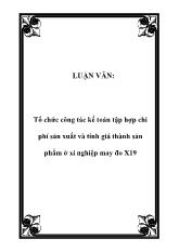 Luận văn Tổ chức công tác kế toán tập hợp chi phí sản xuất và tính giá thành sản phẩm ở xí nghiệp may đo X19