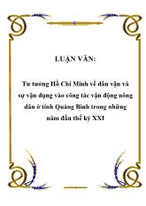Luận văn Tư tưởng Hồ Chí Minh về dân vận và sự vận dụng vào công tác vận động nông dân ở tỉnh Quảng Bình trong những năm đầu thế kỷ XXI