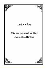 Luận văn Việc làm cho người lao động ở nông thôn Hà Tĩnh
