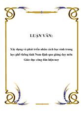 Luận văn Xây dựng và phát triển nhân cách học sinh trung học phổ thông tỉnh Nam Định qua giảng dạy môn Giáo dục công dân hiện nay