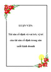 Tài sản cố định và vai trò, vị trí của tài sản cố định trong sản xuất kinh doanh