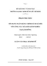 Tín dụng ngân hàng chính sách xã hội với công tác xóa đói giảm nghèo tại Lâm Đồng