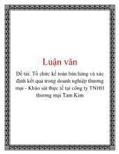 Tổ chức kế toán bán hàng và xác định kết quả trong doanh nghiệp thương mại- Khảo sát thực tế tại công ty TNHH thương mại Tam Kim