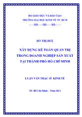 Xây dựng kế toán quản trị trong doanh nghiệp sản xuất tại thành phố Hồ Chí Minh