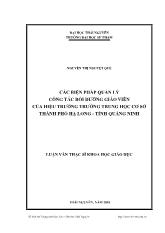 Các biện pháp quản lý công tác bồi dưỡng giáo viên của hiệu trưởng trường trung học cơ sở thành phố Hạ Long - Tỉnh Quảng Ninh
