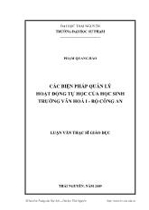 Các biện pháp quản lý hoạt động tự học của học sinh trường văn hoá I - Bộ công an