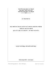 Đặc điểm sử dụng ngôn ngữ trong chương trình thời sự truyền hình (qua tư liệu của đài phát thanh-truyền hình Thái Nguyên)