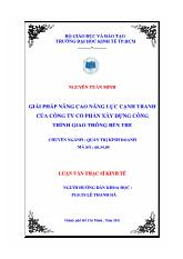 Giải pháp nâng cao năng lực cạnh tranh giải pháp nâng cao năng lực cạnh tranh của công ty cổ phần xây dựng công trình giao thông Bến Tre