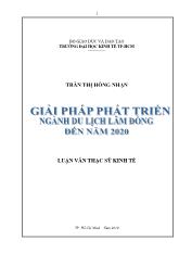 Giải pháp phát triển ngành du lịch Lâm Đồng đến năm 2020