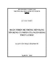 Hoàn thiện hệ thống xếp hạng tín dụng cá nhân của ngân hàng thương mại cổ phần Á Châu