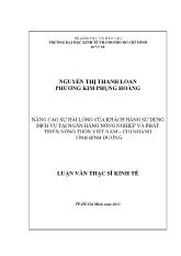 Nâng cao sự hài lòng của khách hàng sử dụng dịch vụ tại ngân hàng nông nghiệp và phát triển nông thôn Việt Nam – chi nhánh tỉnh Bình Dương