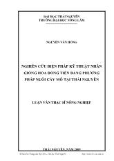 Nghiên cứu biện pháp kỹ thuật nhân giống hoa đồng tiền bằng phương pháp nuôi cấy mô tại Thái Nguyên