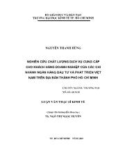 Nghiên cứu chất lượng dịch vụ cung cấp cho khách hàng doanh nghiệp của các chi nhánh ngân hàng đầu tư và phát triển Việt Nam trên địa bàn thành phố Hồ Chí Minh