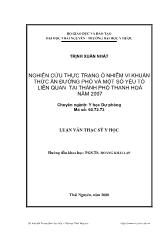 Nghiên cứu thực trạng ô nhiễm vi khuẩn thức ăn đường phố và một số yếu tố liên quan tại thành phố Thanh Hoá năm 2007