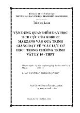 Vận dụng quan điểm dạy học tích cực của Robert Marzano vào quá trình giảng dạy về 