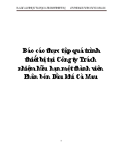 Báo cáo Thực tập quá trình thiết bị tại Công ty Trách nhiệm hữu hạn một thành viên Phân bón Dầu khí Cà Mau