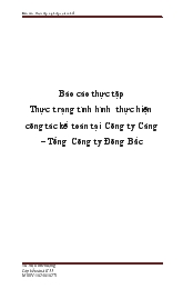 Báo cáo Thực tập Thực trạng tình hình thực hiện công tác kế toán tại Công ty Cảng – Tổng Công ty Đông Bắc