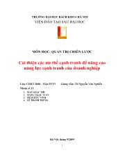 Cải thiện các ưu thế cạnh tranh để nâng cao năng lực cạnh tranh của doanh nghiệp