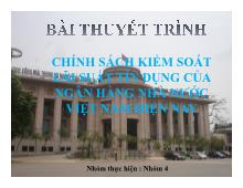 Chính sách kiểm soát lãi suất tín dụng của ngân hàng nhà nước Việt Nam hiện nay
