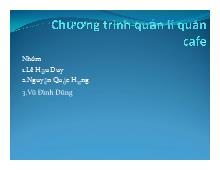 Chương trình quản lý quán cafe