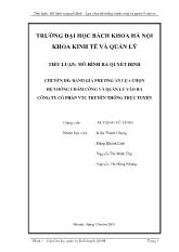 Chuyên đề Đánh giá phương án lựa chọn hệ thống chấm công và quản lý vào ra công ty cổ phần VTC truyền thông trực tuyến